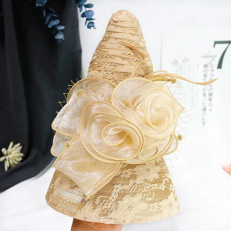 Fascinating Kentucky Big Hat Ladies Tea Party Wedding Summer Organza Hat Women Flower Large Wide Brim Fashion Vintage Fedora