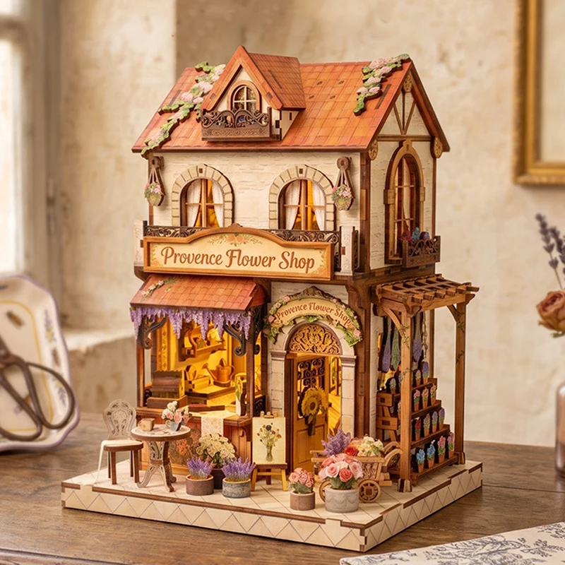 DIY Wooden Prelude Among the Flowers Cottage Miniature Model Kits With Furniture Casa Dollhouse for Friends Christmas Gifts