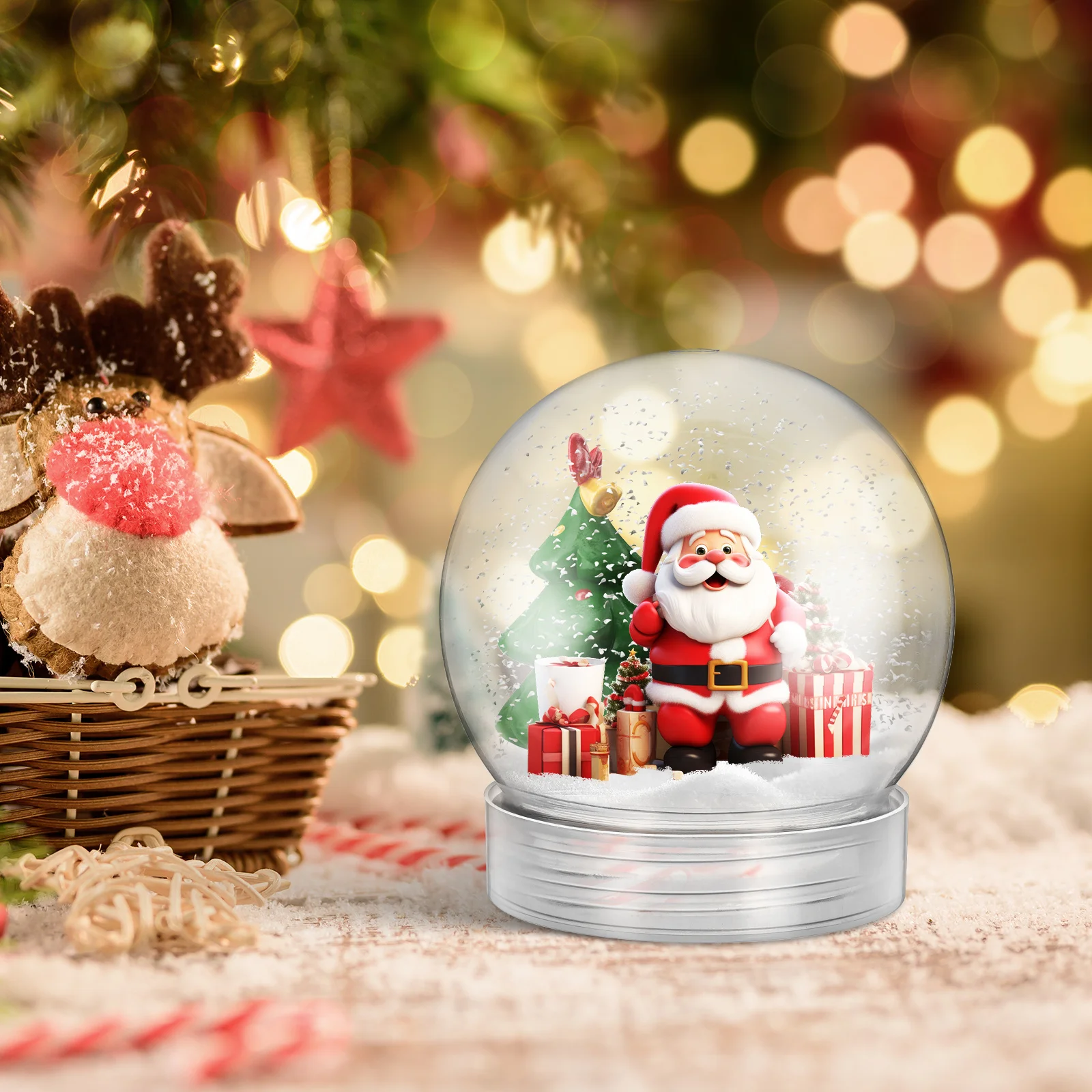 

5pcs Diy Snow Globes Clear Plastic Water Globe Craft Kit For Fillable Christmas Decoration Globe Ornament Party Holiday