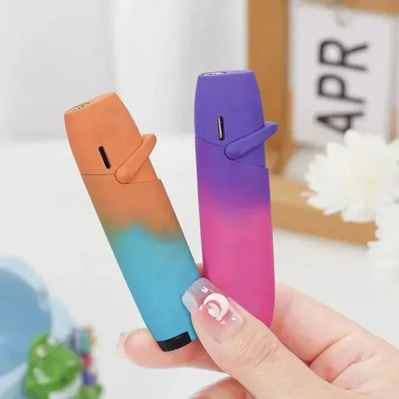 Gradient Inflatable Gas Rocker Arm Torch Lighter Metal Windproof Pink Flame Outdoor Lighter Gift High Beauty Smoke Accesoires - Image 5