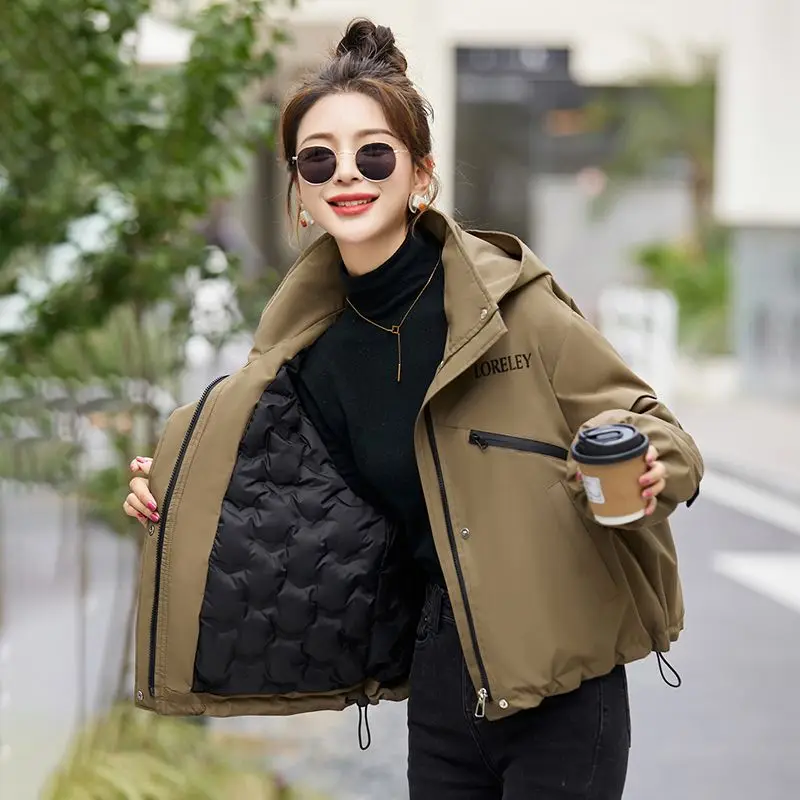 

Women's ort Puffer Jaet 2024 Winter New Sle Thiened Fluffy Cotton Warm Outerwear Korean Sle High Collar Long Sve