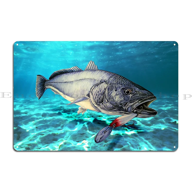 Giant Trevally And Popper abalone stick bait Sox popper Metal Sign Wall Decor Create Plaques Wall Mural Cinema Tin Sign Poster