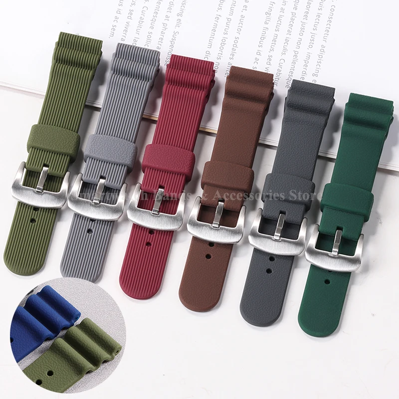 22mm Rubber Watch Strap for Seiko SKX007 SKX009 for Huawei GT4/3 Wrist Band Universal Watch Band Men Replacement Watch Bracelet