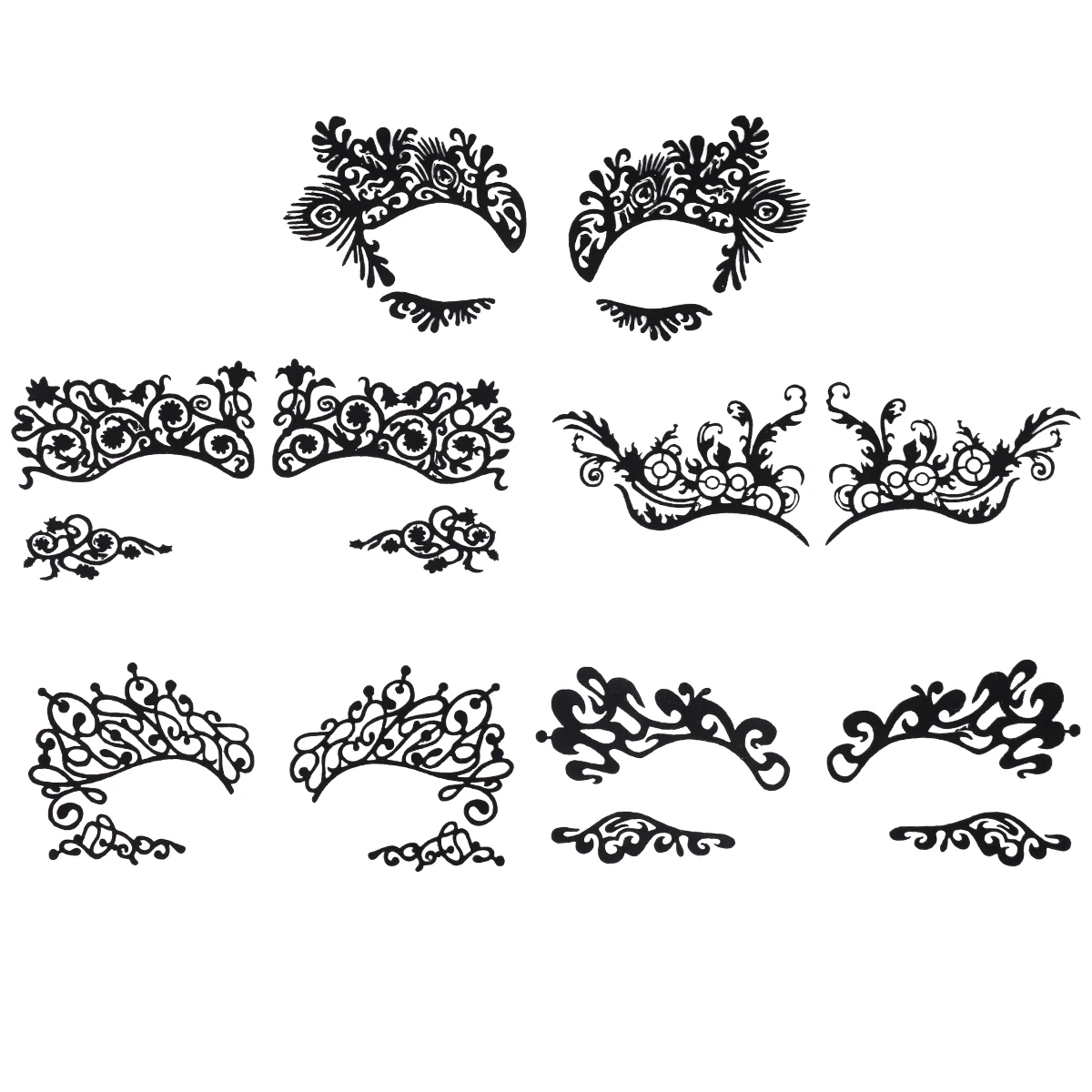 

5pcs Eye Lace Stickers Black Hollow Tattoos For Cosplay Makeup Temporary Face Art Body Decals Eyeliner Stickers Festival Party