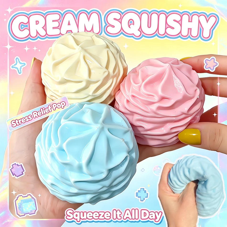 Neues Crunchy Cream Swirl Squishy Langsam Aufsteigendes Schlagsahne-Imitat ASMR Fidget-Spielzeug Weiches Quetsch-Stressabbau-Spielzeug Niedliche Heimdekoration