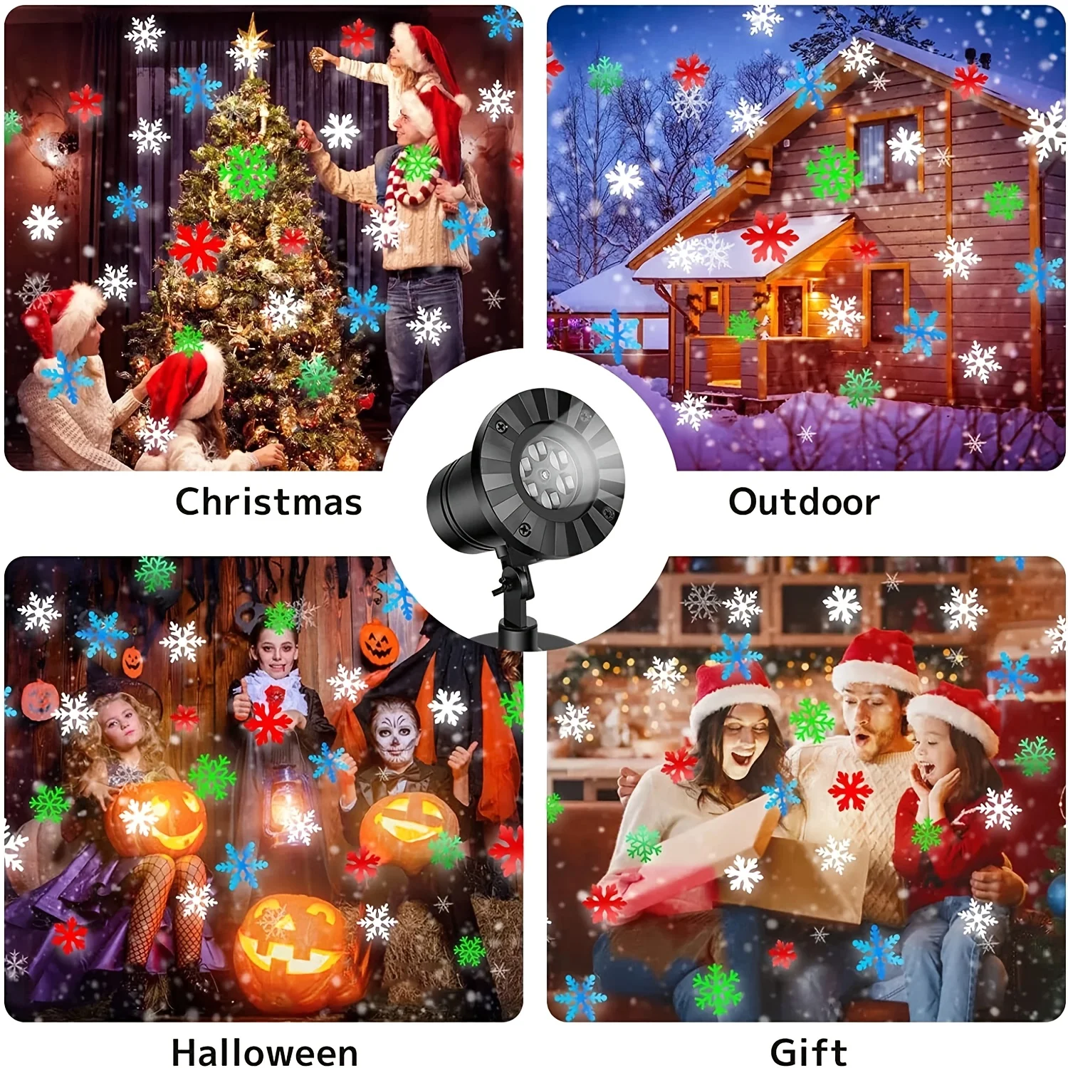 Outdoor Waterproof Lawn Laser Light Starry Sky Courtyard Ground Projection Light Snowflake Christmas Festival Light Holiday Decor