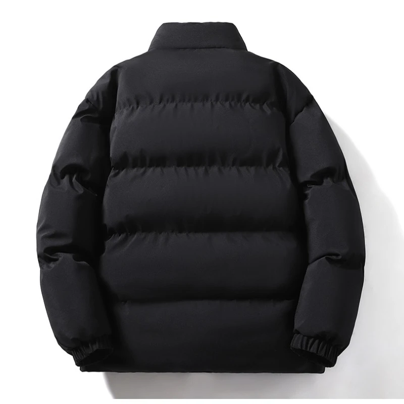 Jaket Pria Thermal Tebal Unisex Hangat Jaket Pasangan Longgar Jaket Puffer Luaran Musim Dingin Parka untuk Pria Kerah Tegak Pria