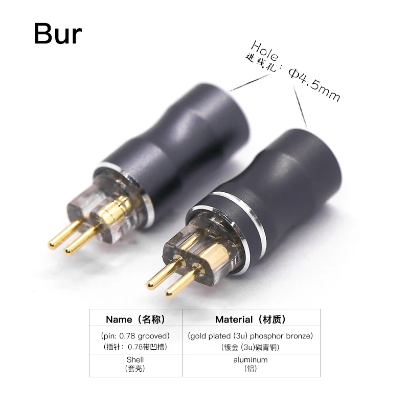 HAKUGEI Bur DIY Custom Pin 0.78 Mmcx Qdc Flat 0.78 Ie200 Ie600 Ie900 A2DC N5005