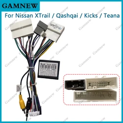 Gamnew Car 16pin Audio Wiring Harness With Canbus Box For Nissan XTrail/Qashqai/Kicks/Teana Stereo Installation Wire Adapter