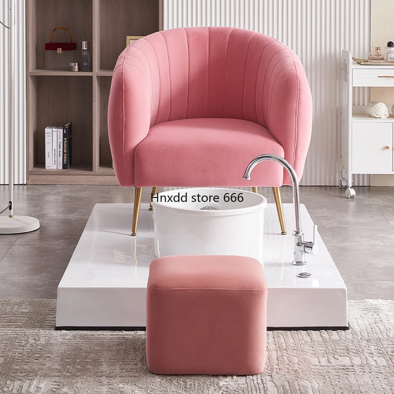 Chaise de pédicure rose pour salon de beauté, pompe à décharge, bain de pieds, massage spa