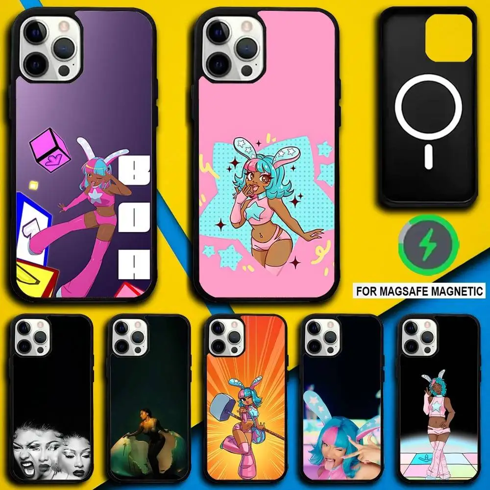 

M-Megan BOA Thee Singer Phone Case For iPhone 16,15,14,13,12,11,Pro,Max,Plus,Mini,SE4,E Magnetic Magsafe Wireless Charging