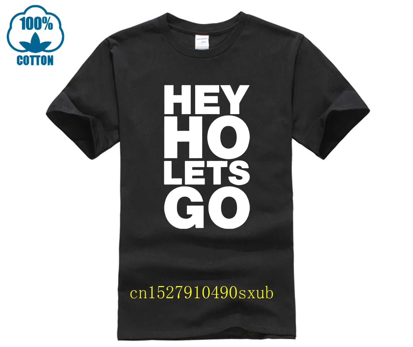 Ramone Hey Ho Lets Go Back Print Black T-Shirt (Medium