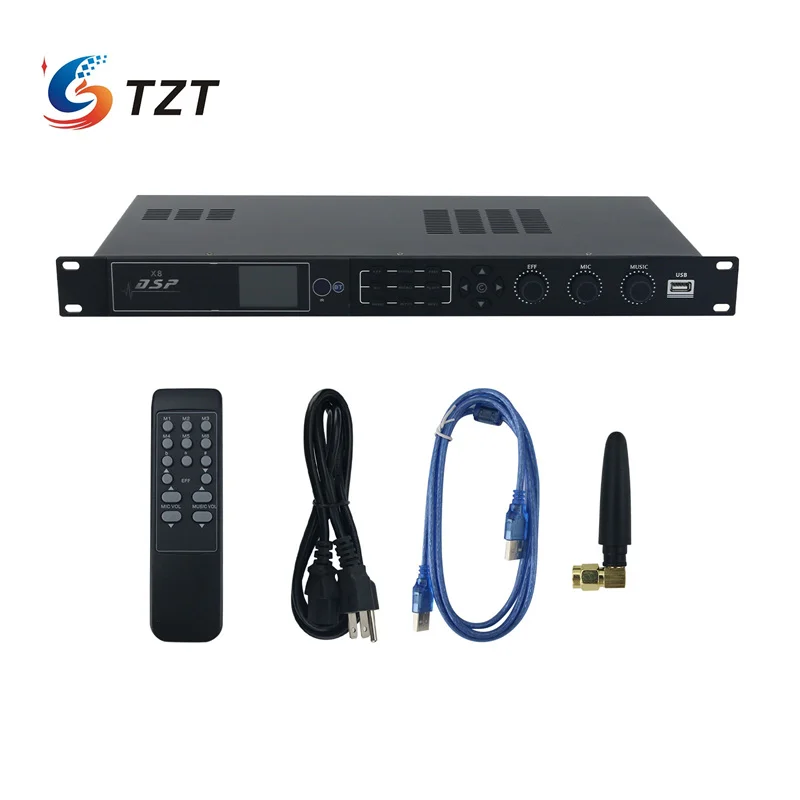 Procesador de Audio Bluetooth de banda de frecuencia amplia DSP de 32 bits TZT X8, procesador de Karaoke Digital profesional con Control remoto