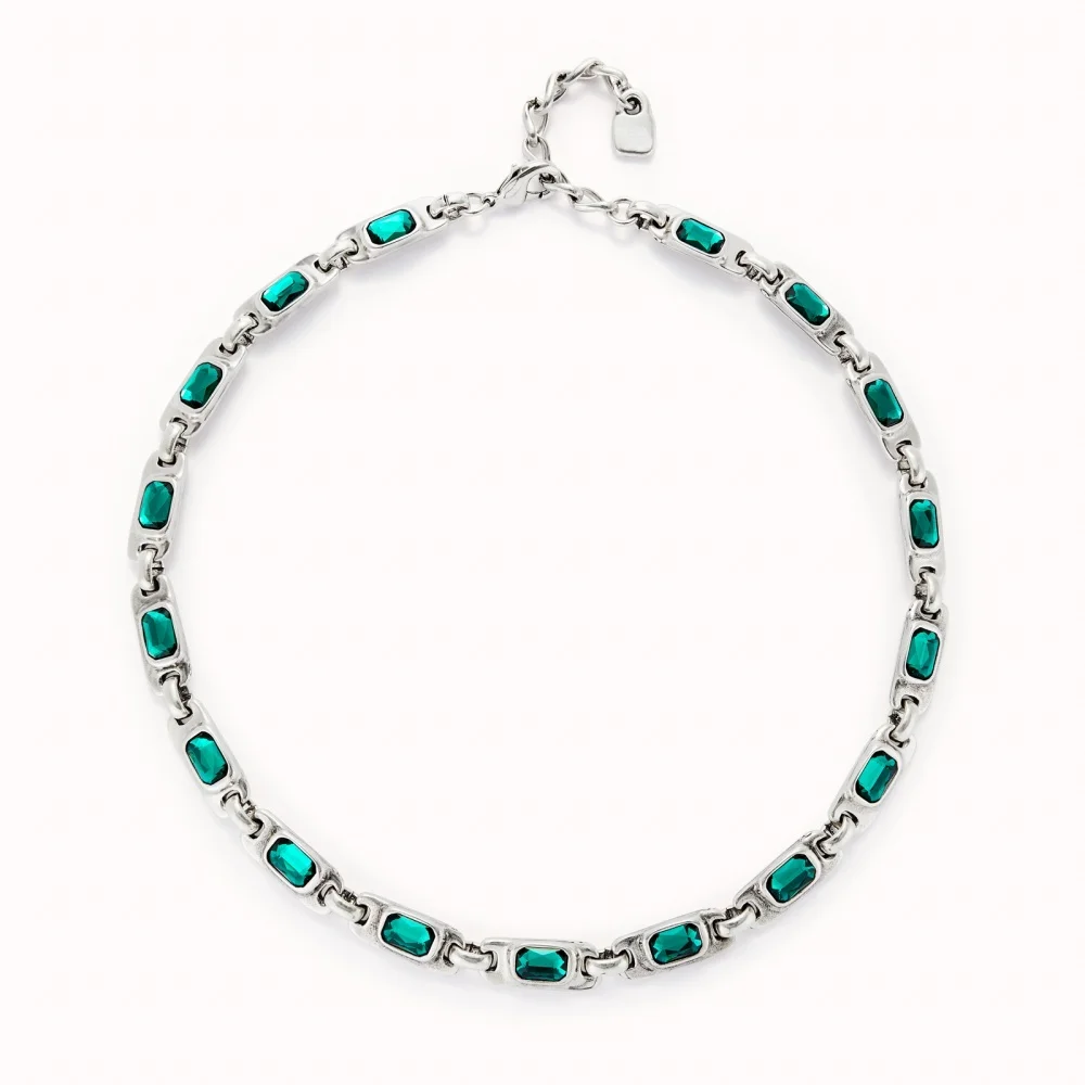 2025 autumn bright socialite style green crystal necklace, women's jewelry accessories, give friends holiday gifts