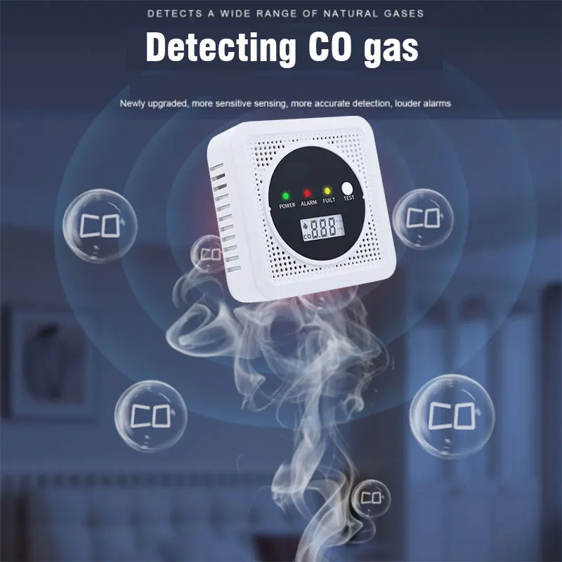 2-in-1 Smoke and Carbon Monoxide Detector with LED Display, Powered by Carbon Monoxide Alarm Battery, Suitable for Home, Camper,