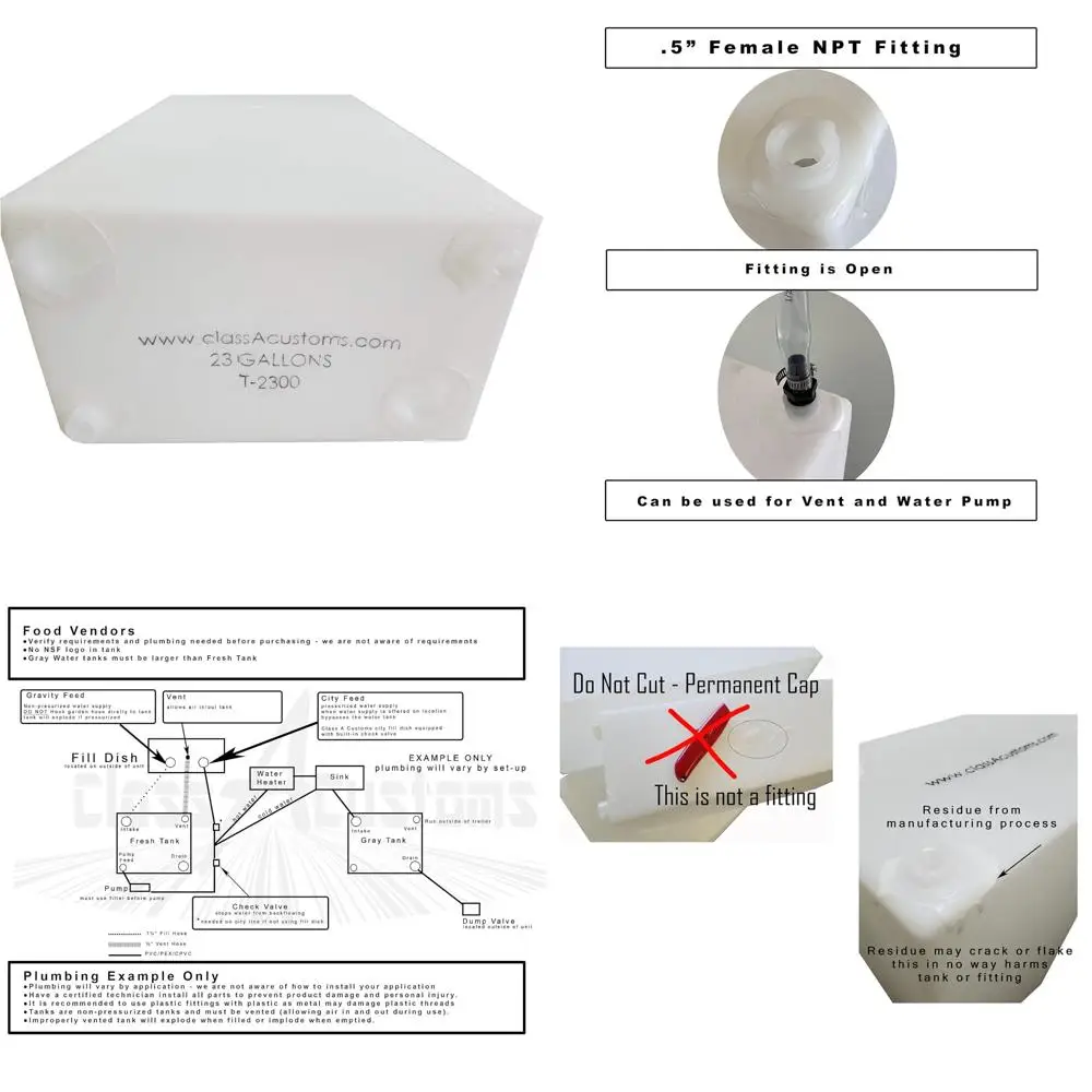 Zbiornik na wodę słodką i wodę odpływową do kampera - pojemność 23 galony |   Seria T-2300