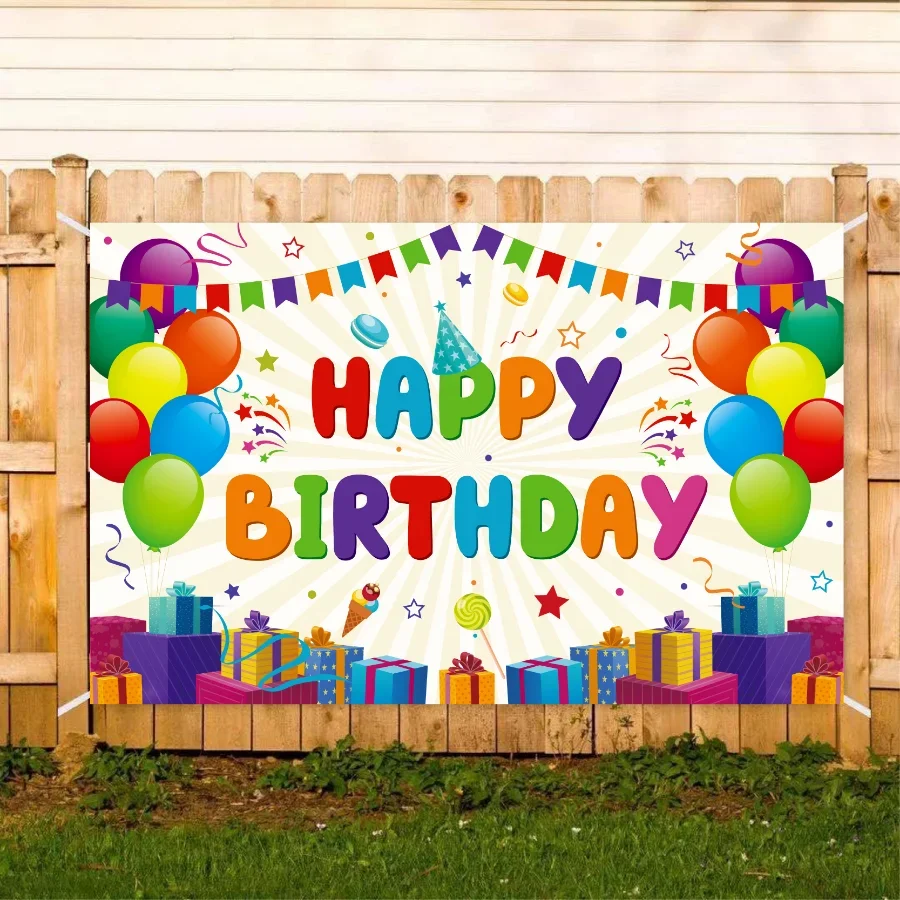 180*115cm Happy Birthday Party Banner Backdrop Wall Background Decoration Balloon Print Baby Shower Photography Decor