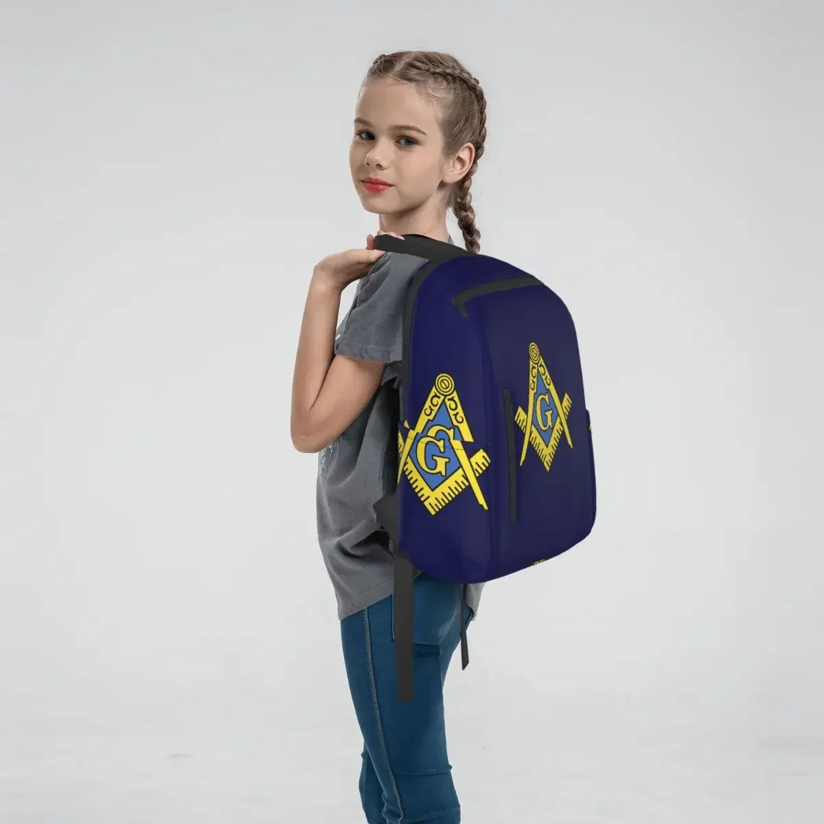 Freemason Classic Square And Compass Masonic Backpack Large Capacity Boys Girls BookBag School Bag Shoulder Bags for Men Women