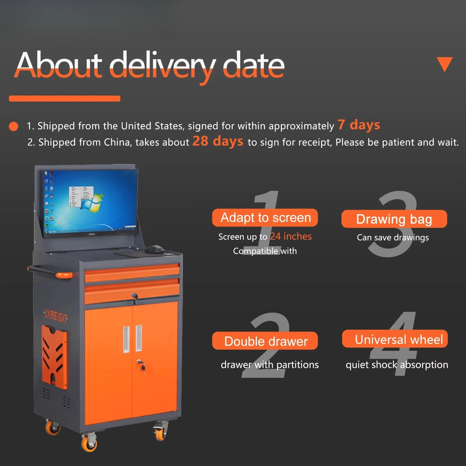 Industrial Computer Cabinet CNC Computer Tool Cabinet Suitable for up to 24-inch Monitor/machine Tool Computer Table