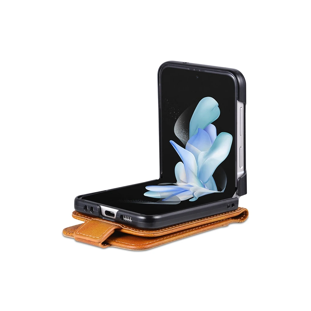 الراقية الأعمال Sle Bla المغناطيسي إغلاق حافظة هاتف جلدية لهاتف سامسونج غالاكسي Z Flip 7 6 5 4 3 للصدمات مع غطاء حقيبة للبطاقات