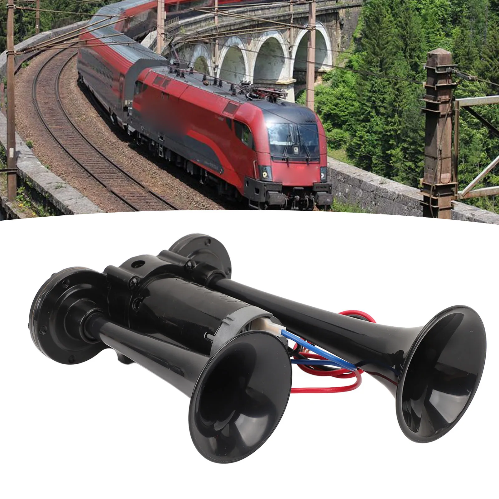 

Dual Trumpet Air Horn Easy Installation Versatile DC24V Dual Trumpet Pressure Resistant Enhanced Safety Sturdy for Train