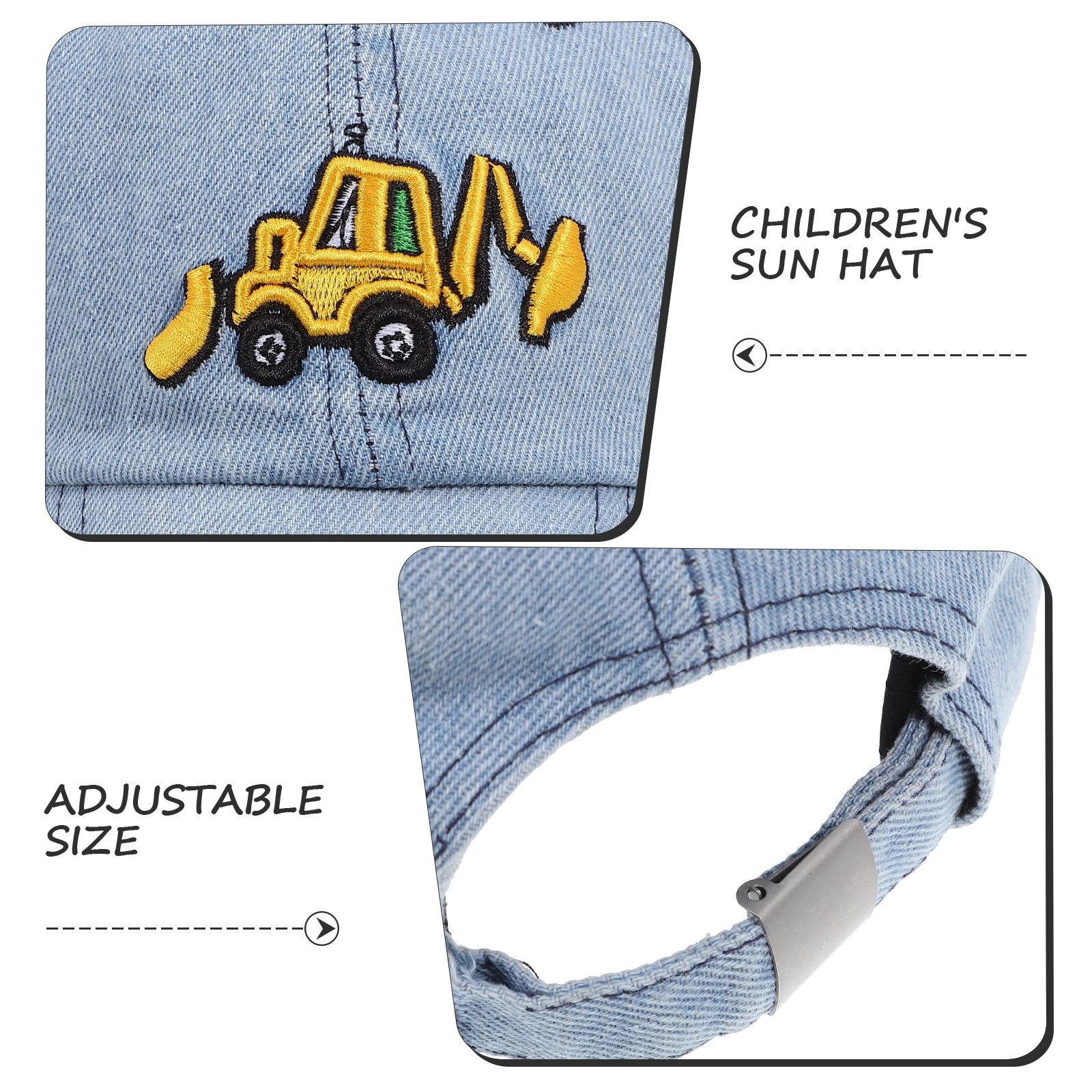 

Children Denim Hat Kids Baseball Cap White Cowhide Adjustable Peaked Cap Cartoon Sun Hat for Boys Outdoor Leisure