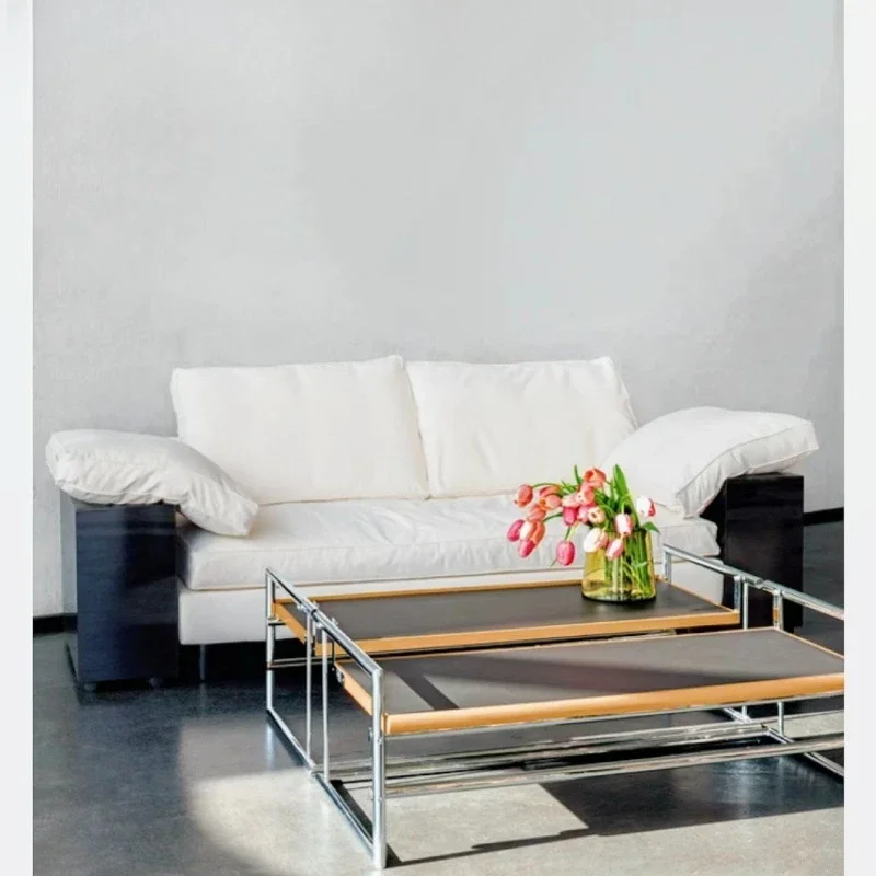 Design straight row three-person cloud sofa retro wind cream living room bed and breakfast sofa