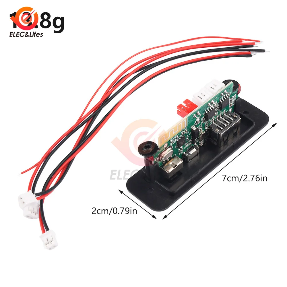 DC 5V Bluetooth 5.0 MP3 Player Decoder Board Car FM Radio Module 2*3W 6W Amplifier Support FM TF USB Handsfree Call MP3/WMA/WAV