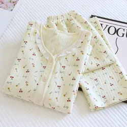 Autumn New Pure Cotton Sleepwear Women's Underwear Set Pajamas For Sleeping Women Nightwear Two Piece Night Wear Nightie