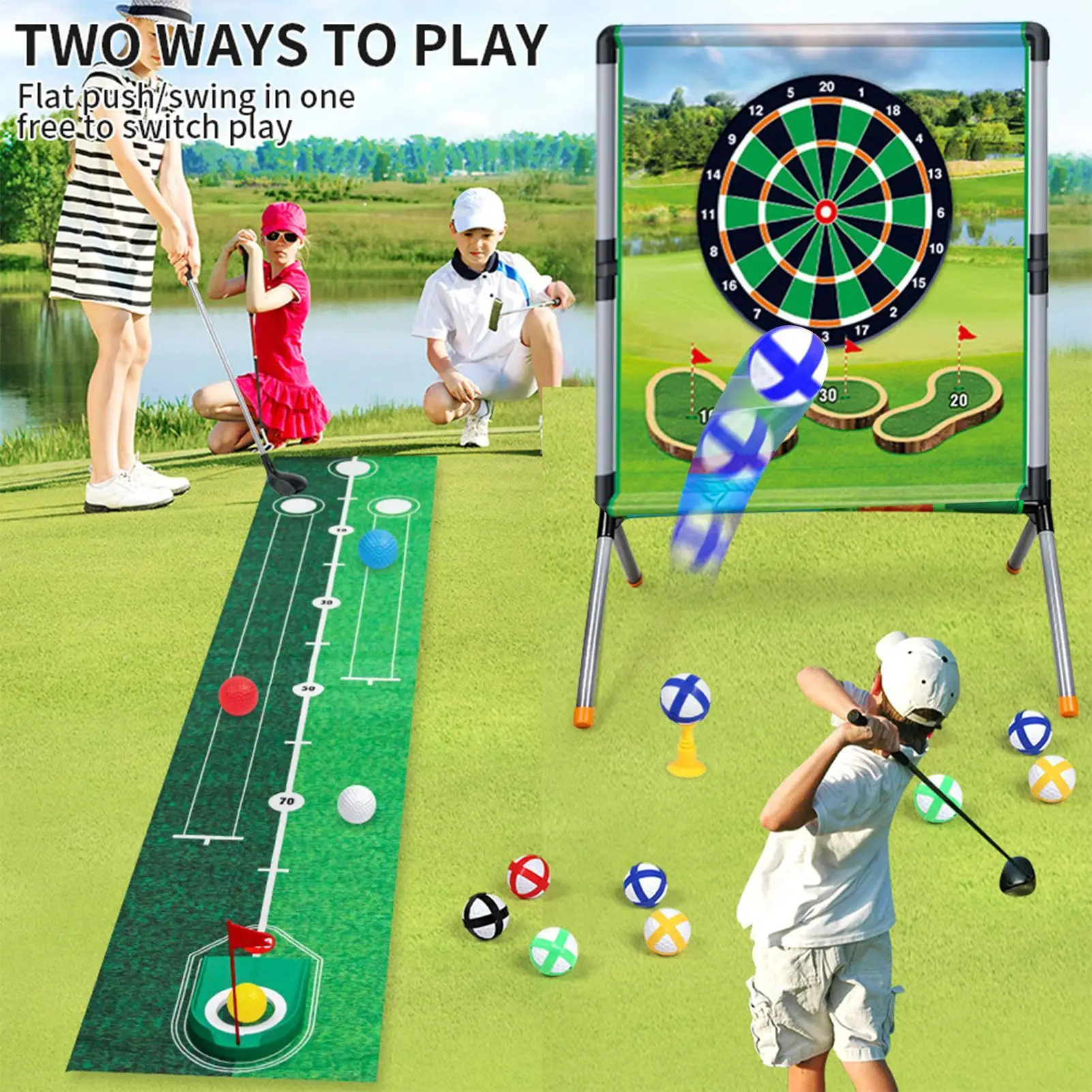 Jeu de déchiquetage de Golf, aide à l'entraînement, jouets de sport avec balles, t-shirts, tapis de mise, ensemble de jeu, activités extérieures pour la pratique de frappe pour adultes