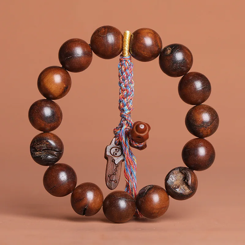 Strike Jujube Tree Full Thunder Mark Bracelet with Seven Sword+Dharma-Vessel Rosary Bracelet Men and Women Crafts