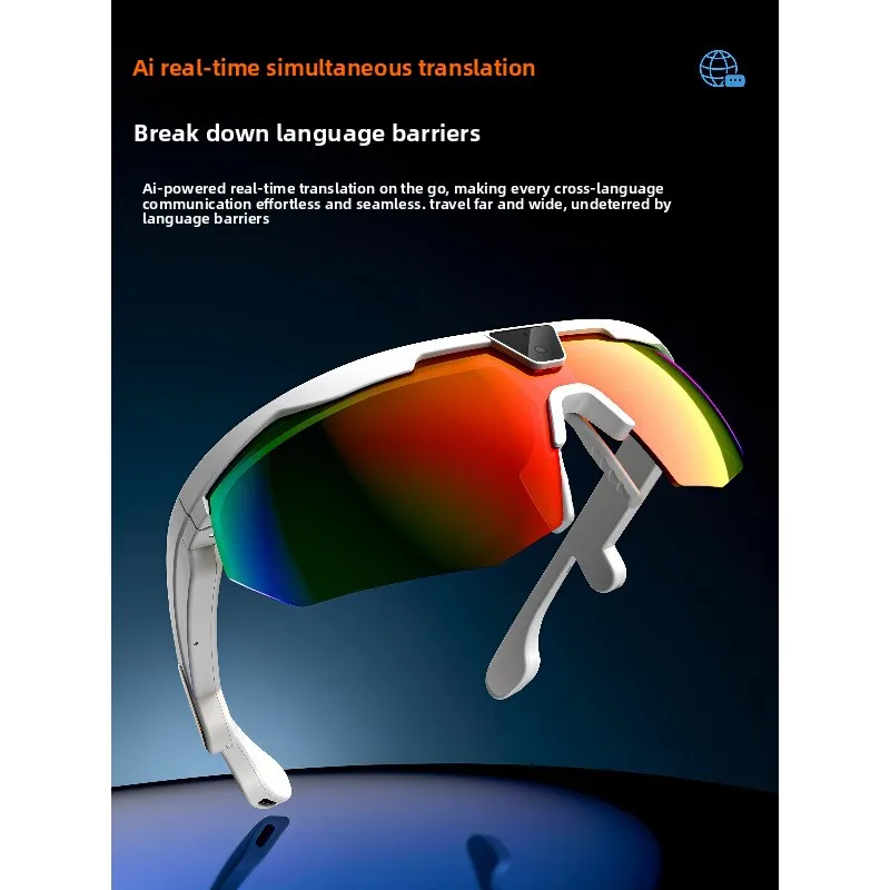 AI smart glasses 800W camera 6-axis anti-shake sports riding glasses AI translation listening to music UV-proof outdoor glasses