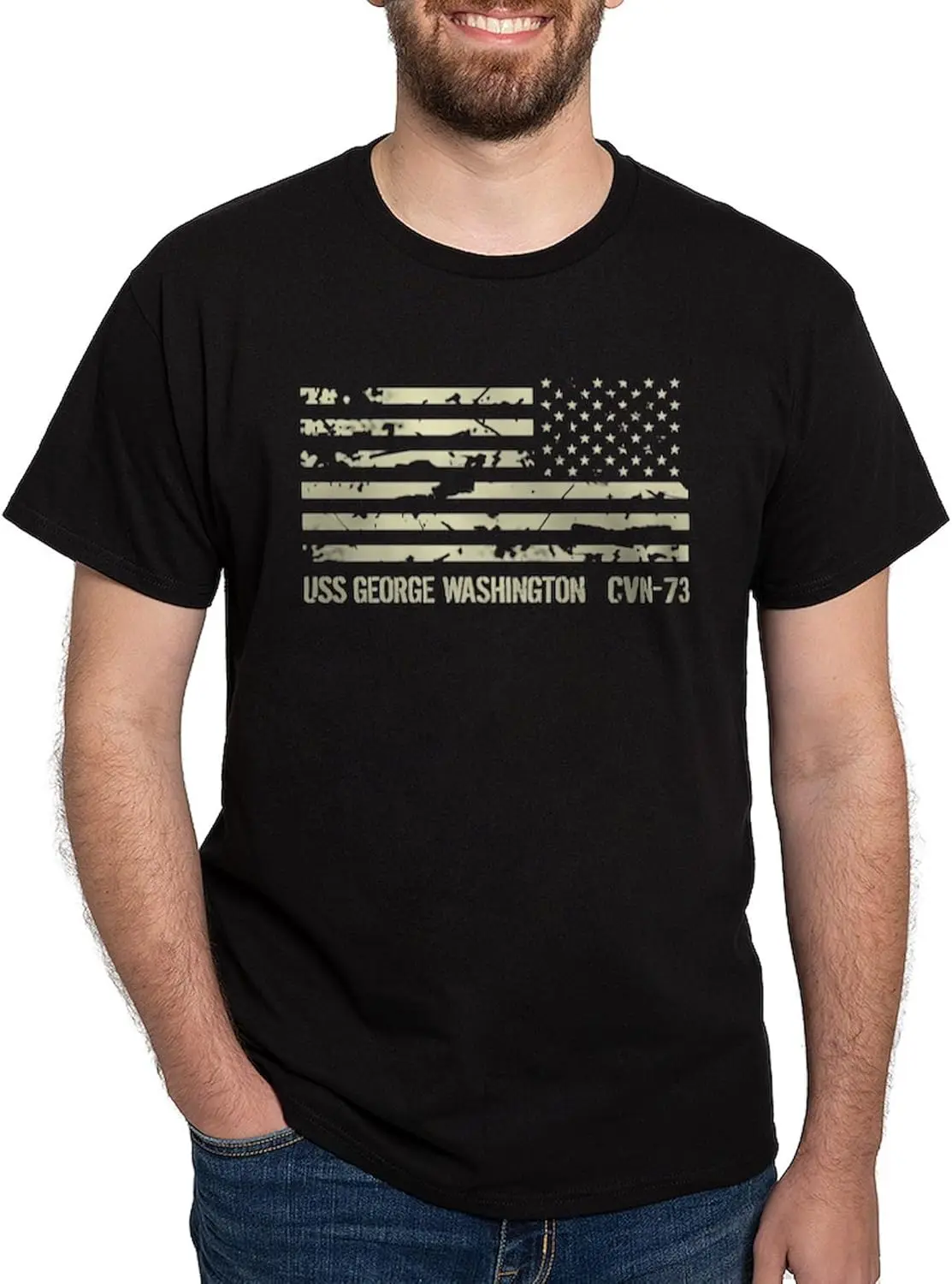 

CafePress USS George Washington Dark футболка мужская 100% хлопок, классическая темная футболка с рисунком