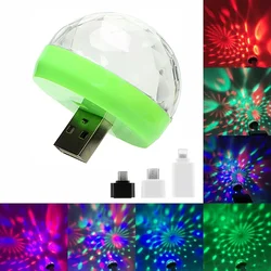 Mini USB LED Car Atmosphere Light RGB Music Sound Control DJ Disco Ball Lamp Home Party USB a Apple Android Phone Disco Light