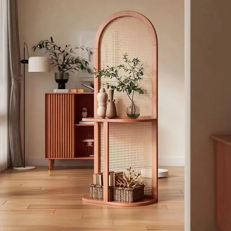 Customized display screen, entrance hall, facing the door wall, corner cabinet, retro method storage storage seat screen
