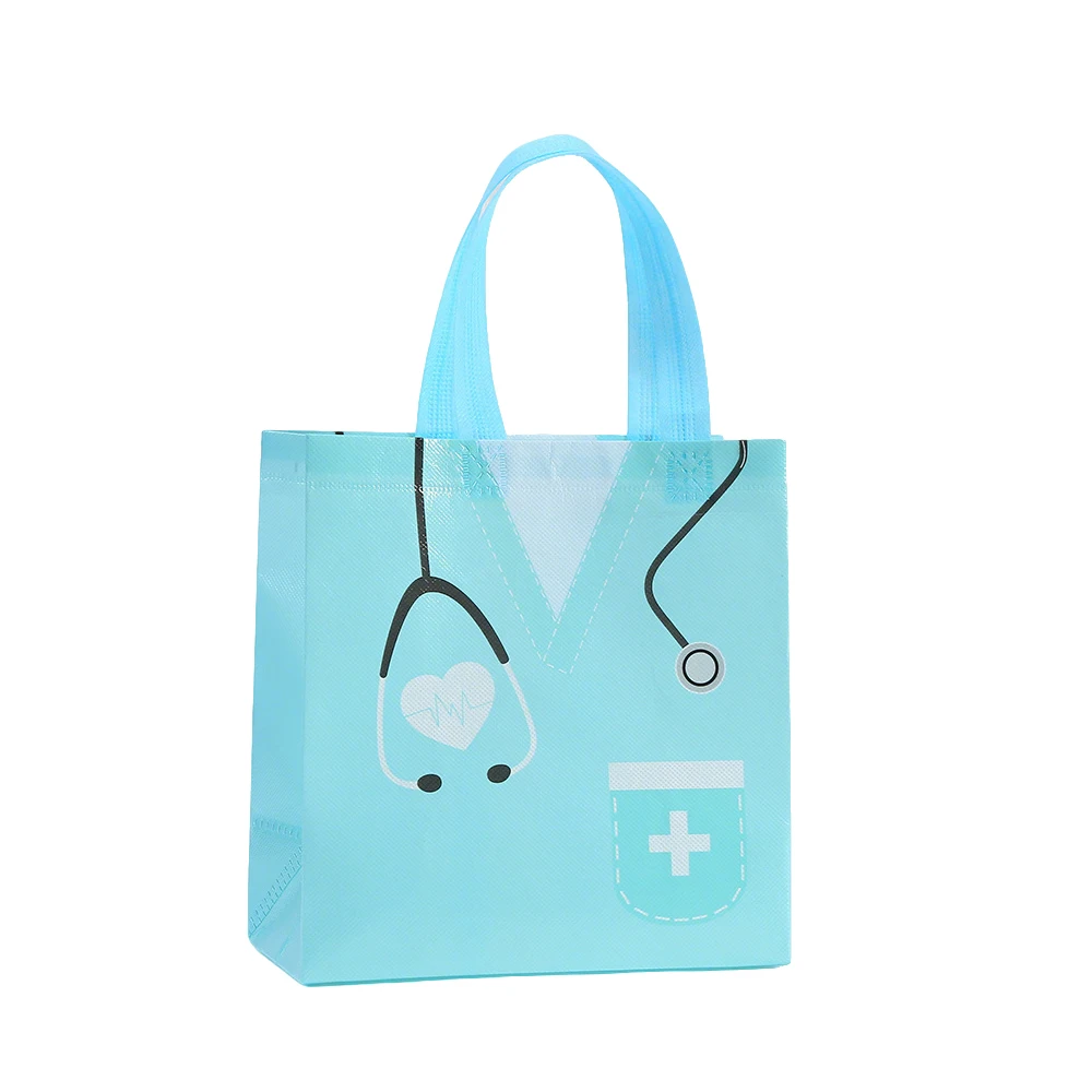 12 Stück Geschenktüten aus Vliesstoff zum Thema Krankenschwester-Tag, Süßigkeiten- und Kekstüten für Arzt- und Krankenschwester-Abschlussfeiern – Detail 3
