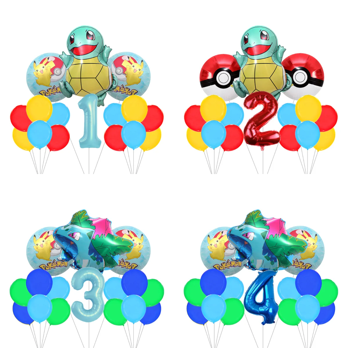 Pikachu Cartoon-Themen Geburtstagsballon-Set Blitz-Folienballons Party-Dekorationsset Ballons für Kinder Babyparty-Zubehör