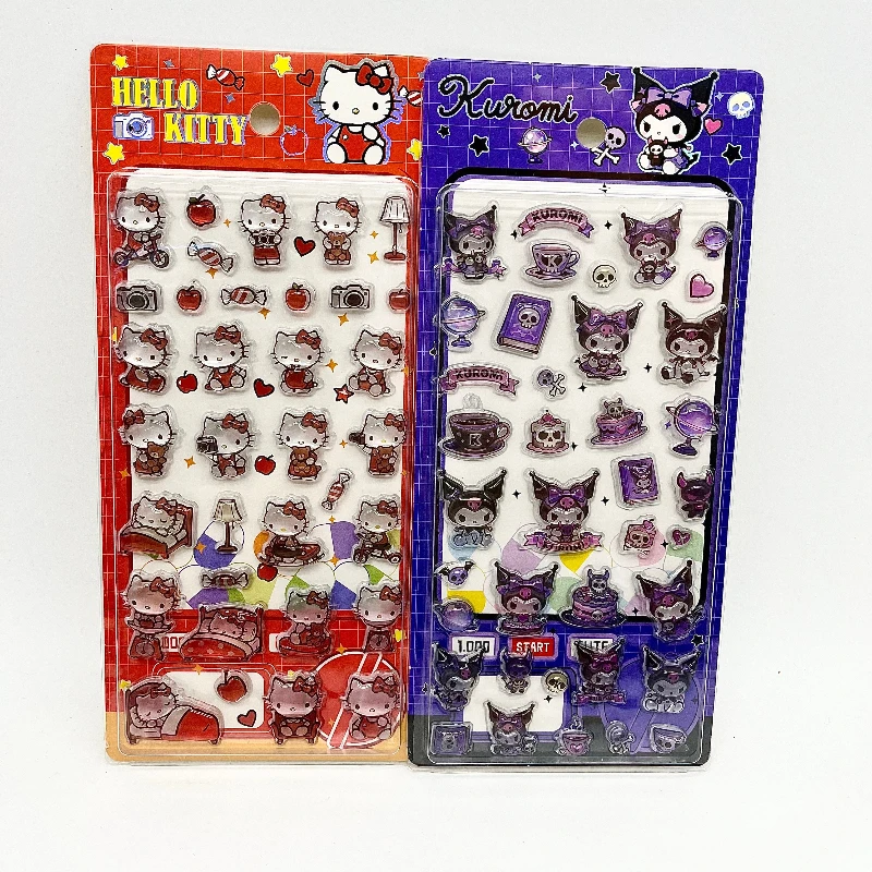 Najlepiej sprzedające się w 2026 roku naklejki z Minionkami, Kuromi, Melody, kotem KT, trójwymiarowe naklejki kryształowe z klejem w płynie, naklejki dekoracyjne.