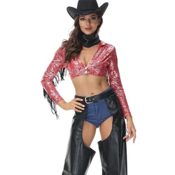 Sexy Western Cowboy Style Cosplay Costume Halloween Party Costume Adult Female Costume Cool Sexy Hot Fancy Pants Beauty Crazy