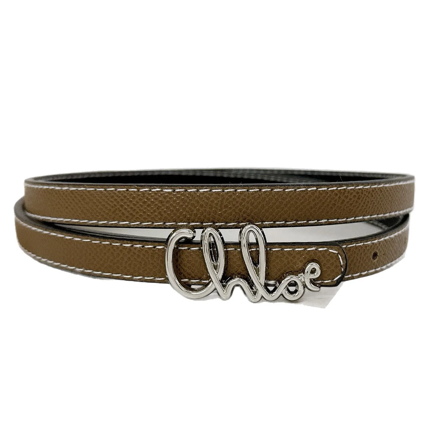 تصميم عصري بأحرف بسيطة وحزام ريترو من الجلد بإبزيم رعاة البقر وسراويل جينز وحزام ذو علامة تجارية على الوجهين