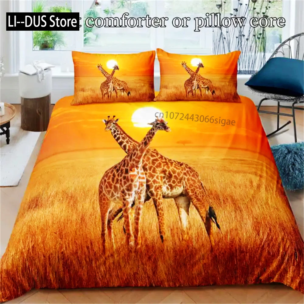 

Комплект пододеяльников с 3D принтом жирафа и наволочками, комплект постельного белья из мягкого всесезонного полиэстера, декор для спальни на тему животных на молнии
