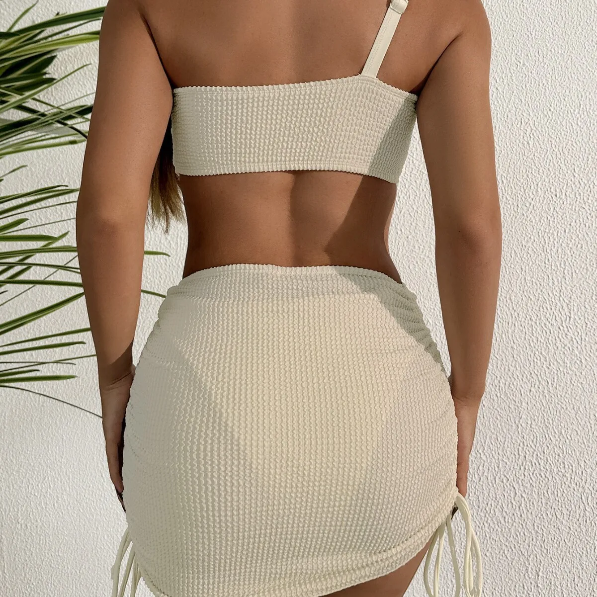 2024 Nieuw Pittig Meisje Sexy Driedelige Damesset Enkele Schouder Onregelmatig Hol High-End Badpak