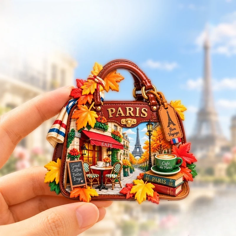 Paris Handbag Street Fridge Magnet - Chic 3D French Souvenir Unique Fashion Gift for Travel & Home Decor