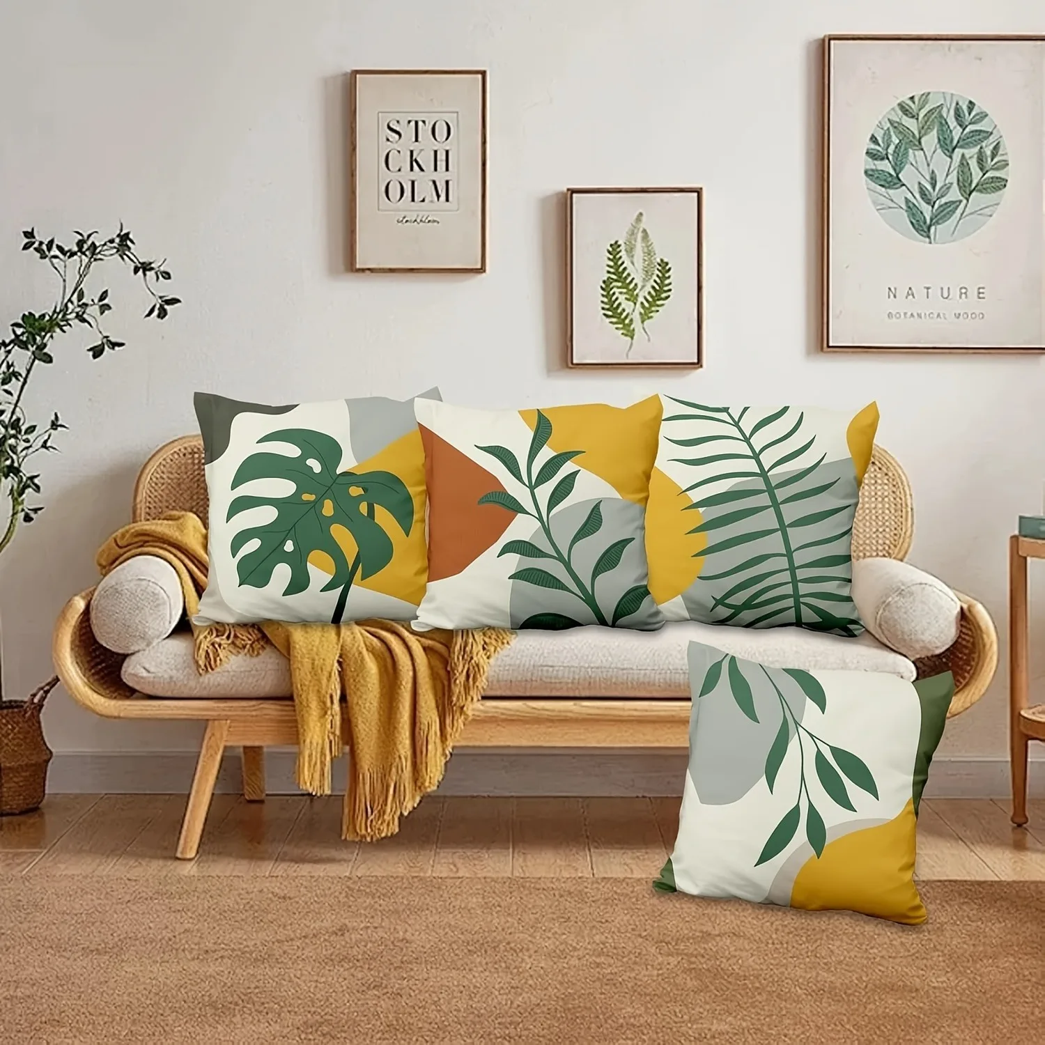 

Bohemian Tropical Leaves Throw Pillow CoverSuitable for sofa car bedroom decorative cushion cover pillow cover