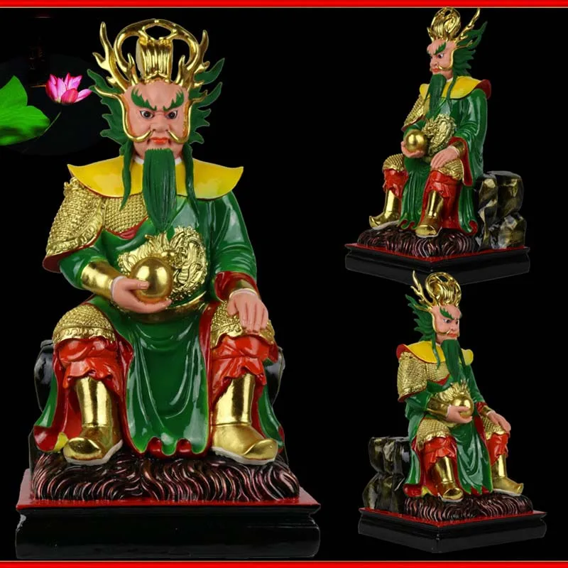 

30cm large HOME Temple Shrine TOP efficacious protection Southeast Asia Sea god Dragon King Gold plating FENG SHUI art statue