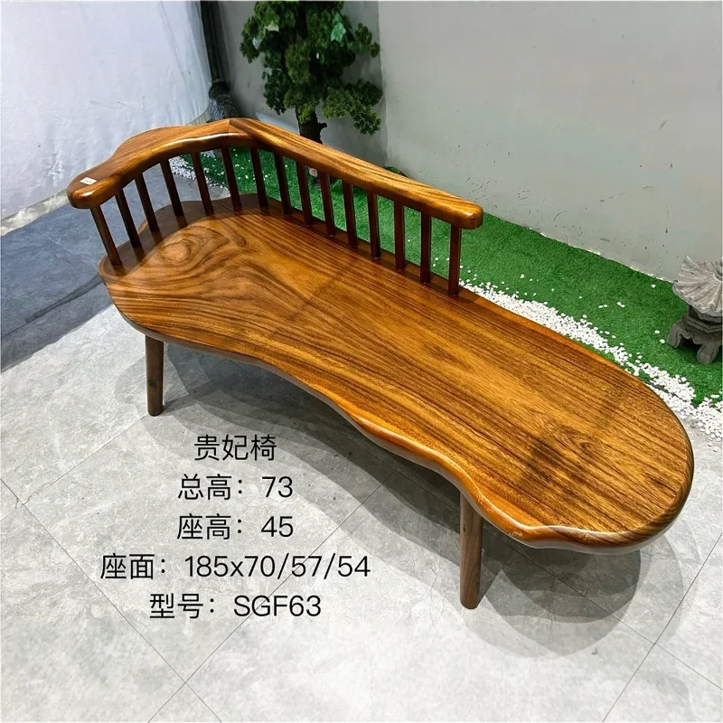 Walnut, solid wood back chair, chaise longue, leisure recliner, medieval style