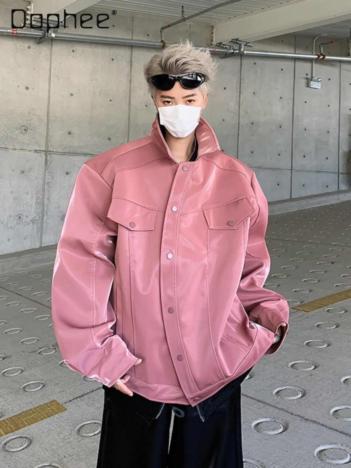 

Весенне-осенняя розовая повседневная мужская куртка в европейском и американском уличном стиле. Крутая и красивая высококачественная черная куртка из искусственной кожи.