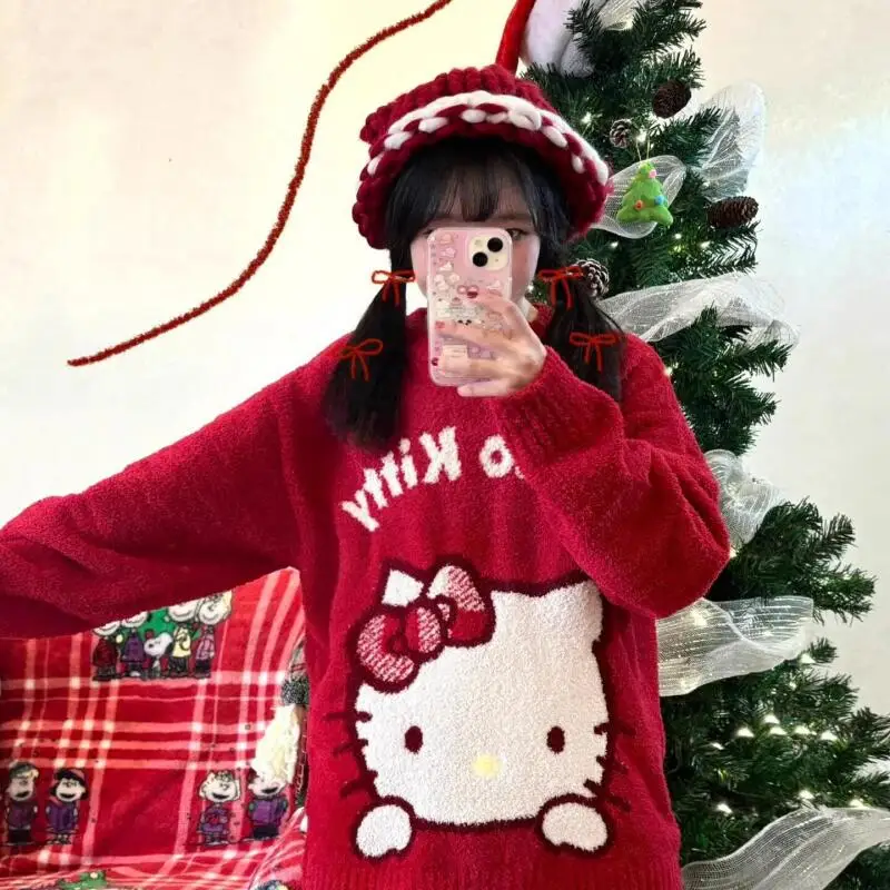 حار أنيمي مرحبا كيتي منامة السراويل Kawaii الكرتون المرأة منامة عيد الميلاد نمط ملابس خاصة الفتيات الشتاء الدافئة ملابس خاصة الهدايا