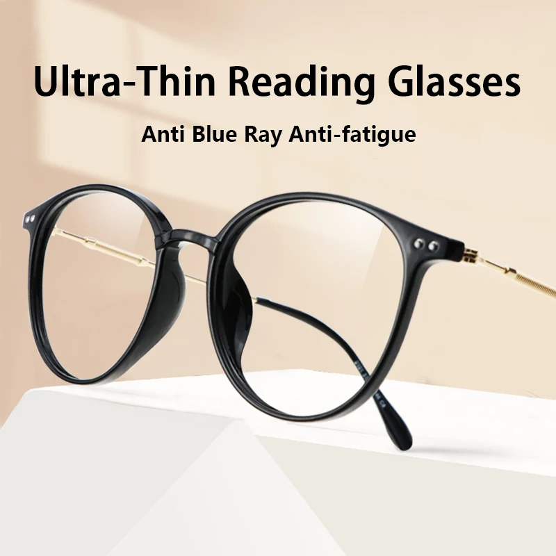 

Blue light blocking Reading glasses Ultra-lightweight Presbyopia Eyeglasses for women,Tr90 Round Frame,Anti Blue Ray Anti-fatigu