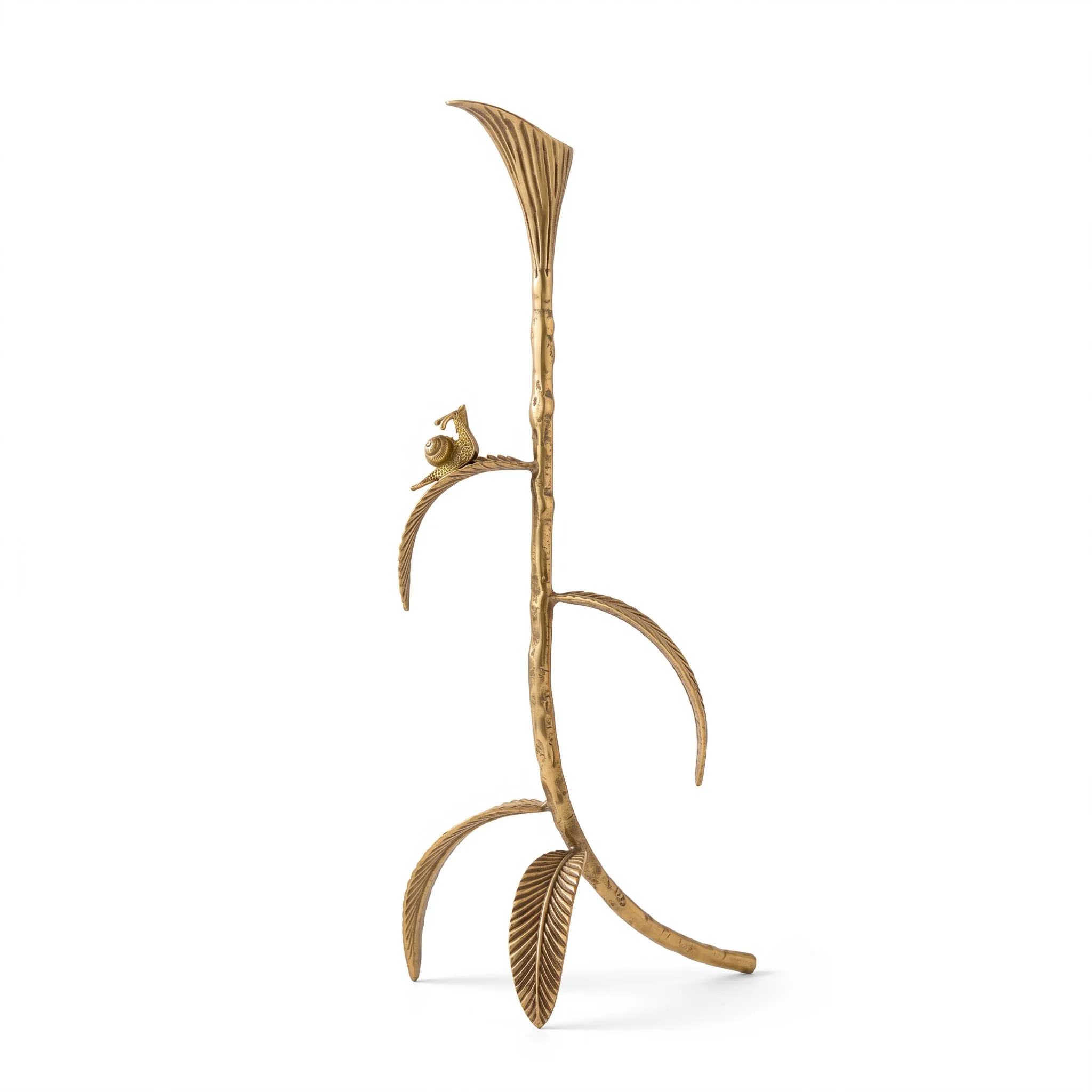 European Brass Leaf Shape Candle Snail Holder Living Room Candle Holder Hotel High-end Decoration Retro Home Atmosphere Ornament
